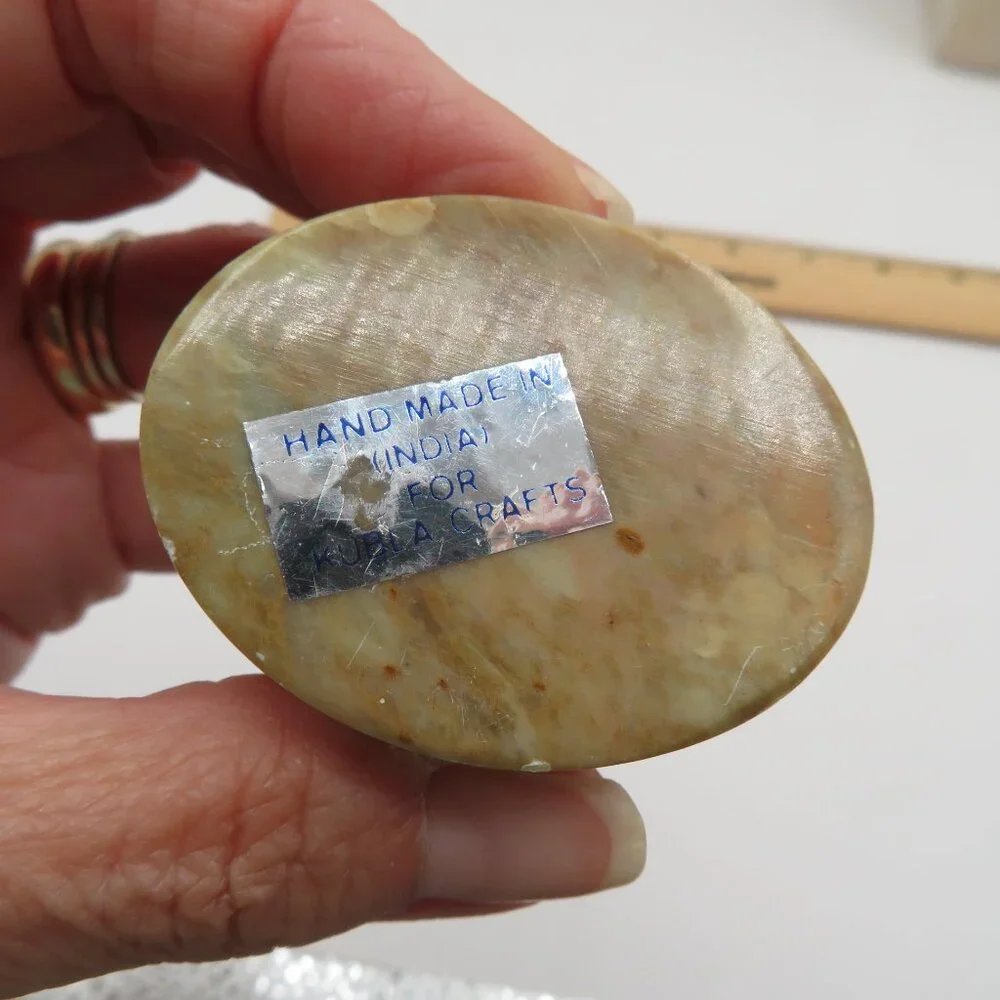 Soapstone Mother Of Pearl Trinket Box
